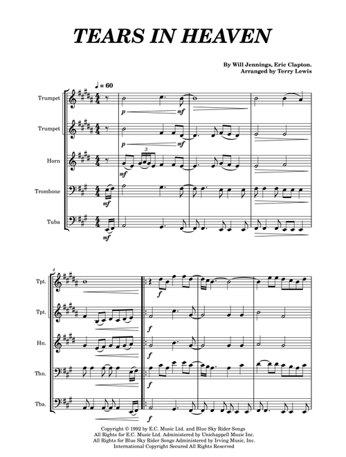 Tears In Heaven (Arr. Terry Lewis) - Eric Clapton (Brass Ensemble)