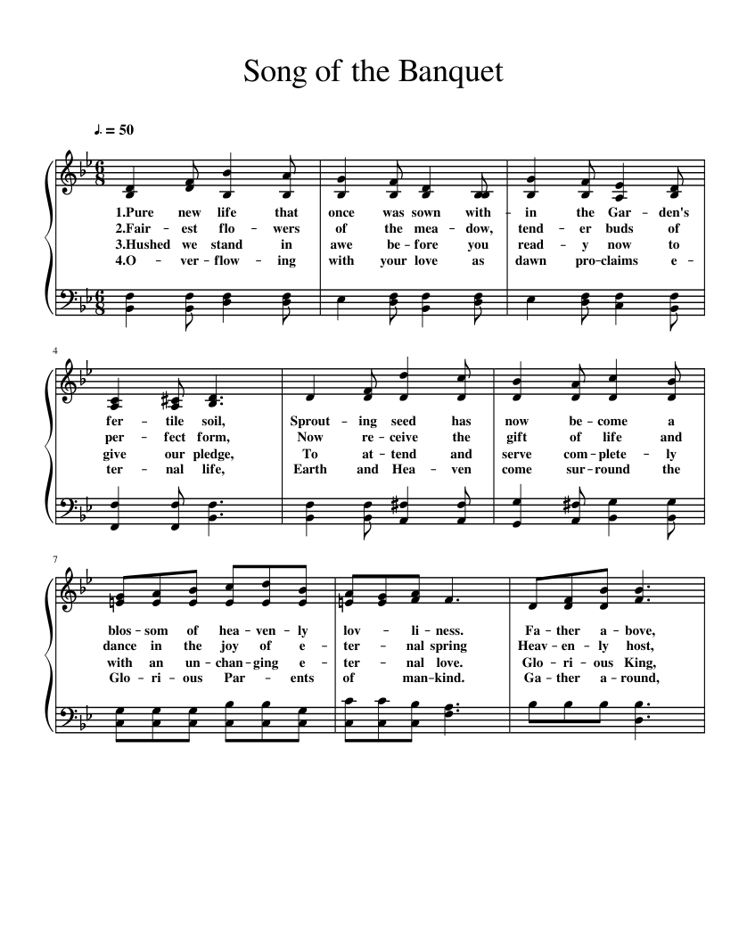Song of the banquet sheet music for piano solo musescore