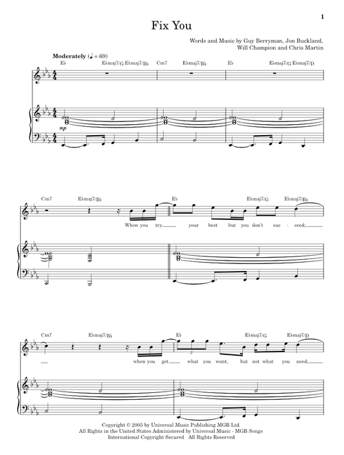 Fix You - Coldplay, Coldplay, Javier Colon (Keyboard Transcription)