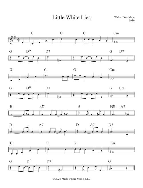 Little White Lies (Arr. Mark W. Huxhold) - Walter Donaldson (Lead Sheet - Fake Book)