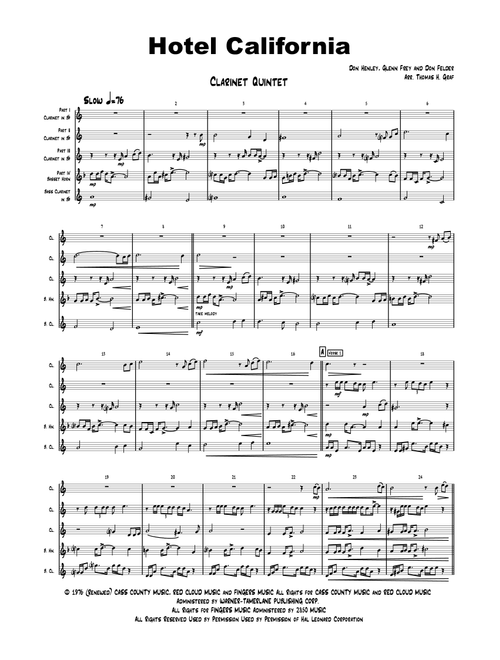 Hotel California (Arr. Thomas Graf) - Eagles (Woodwind Ensemble)