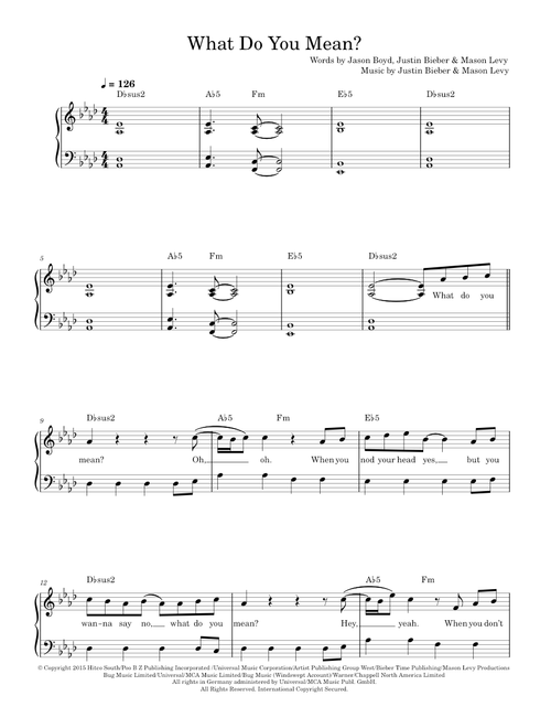 What Do You Mean? - Justin Bieber (Easy Piano)