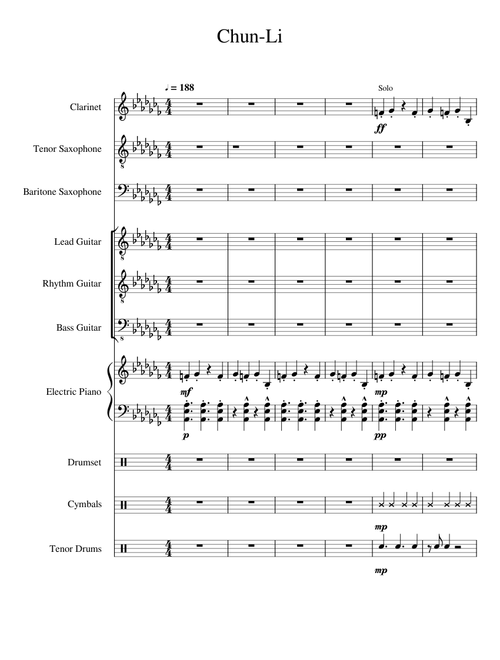 Theme from "Chun-Li" sheet music arranged by Jared B