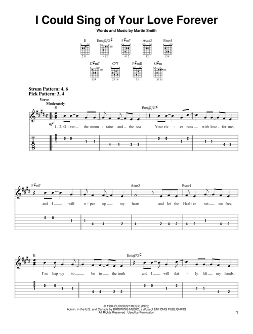 I Could Sing Of Your Love Forever - Delirious?, Passion Band (Easy Guitar with TAB)