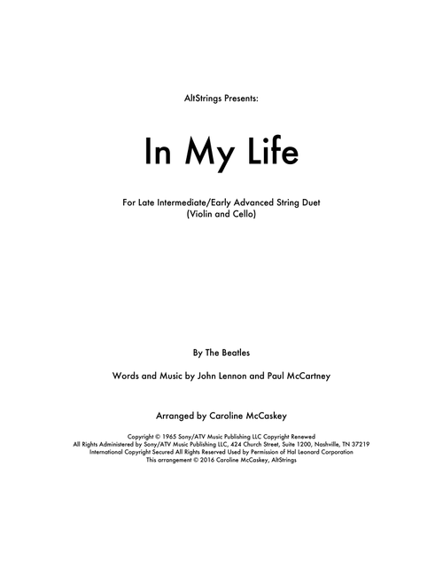 In My Life (Arr. Caroline McCaskey) - The Beatles (Instrumental Duet)