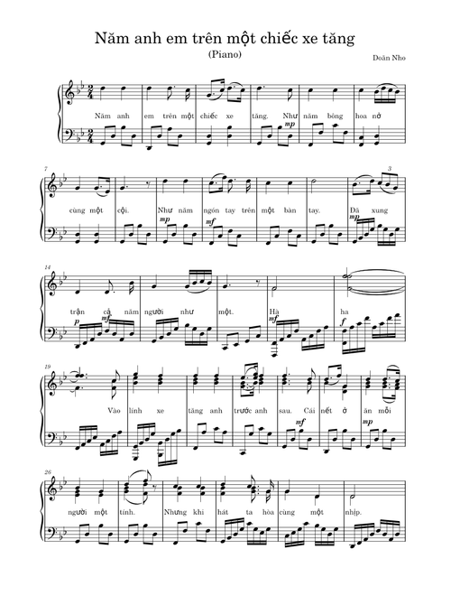 Năm anh em trên một chiếc xe tăng (Piano)