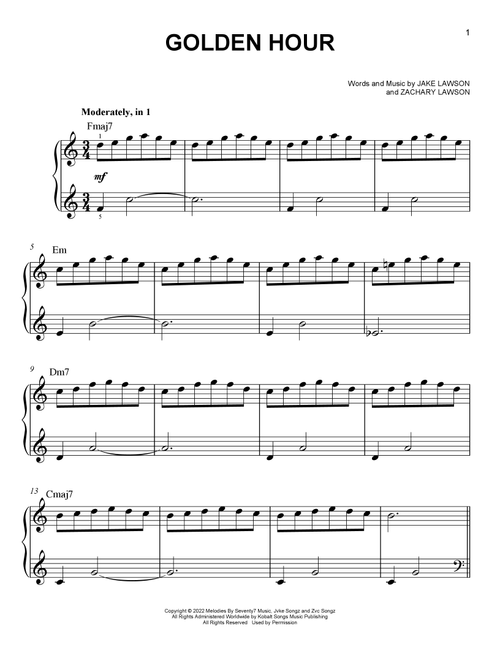 Golden Hour - Jvke (Easy Piano)