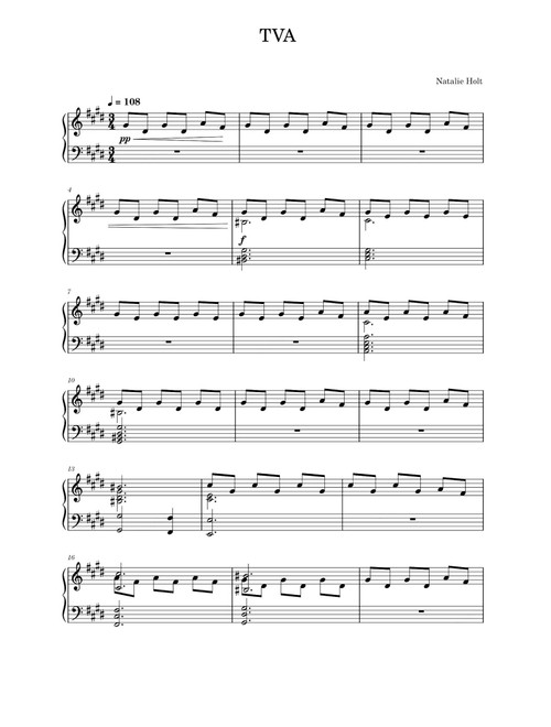 Tva (Arr. NATALIE HOLT) (Piano Solo)
