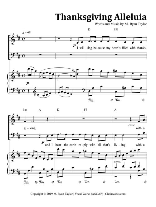 Thanksgiving Alleluia for SATB Choir & Piano (opt. SAB) - M. Ryan Taylor (Choral, SATB)