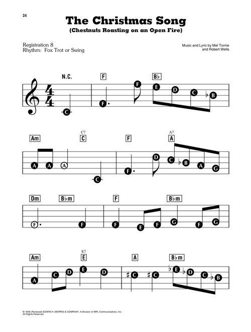 The Christmas Song (from A Charlie Brown Christmas) (Arr. Vince Guaraldi) - Mel Torme, Robert Wells (E-Z Play Today)
