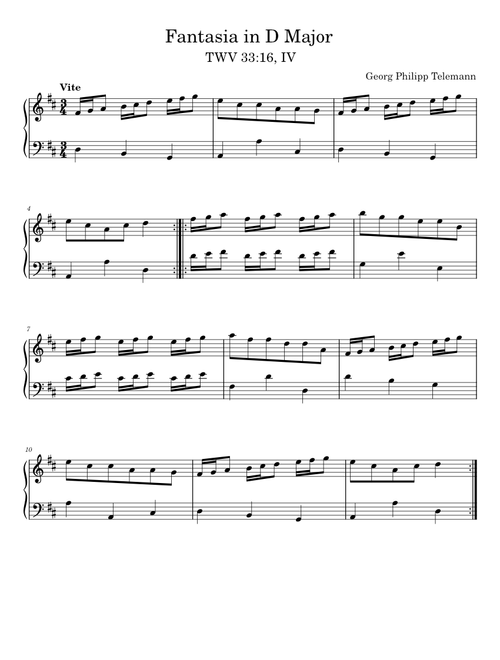 Fantasia No 1 in D Major – Georg Philipp Telemann Fantasia in D Major  1