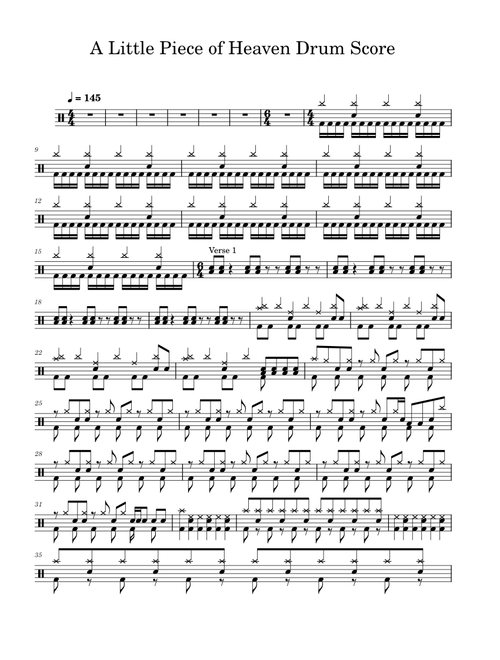 A Little Piece of Heaven Drum Score