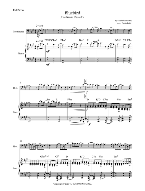 Ikimono Gakari's Blue Bird (Arr. Fabio Britto) - Yoshiki Mizuno (Trombone and Piano)