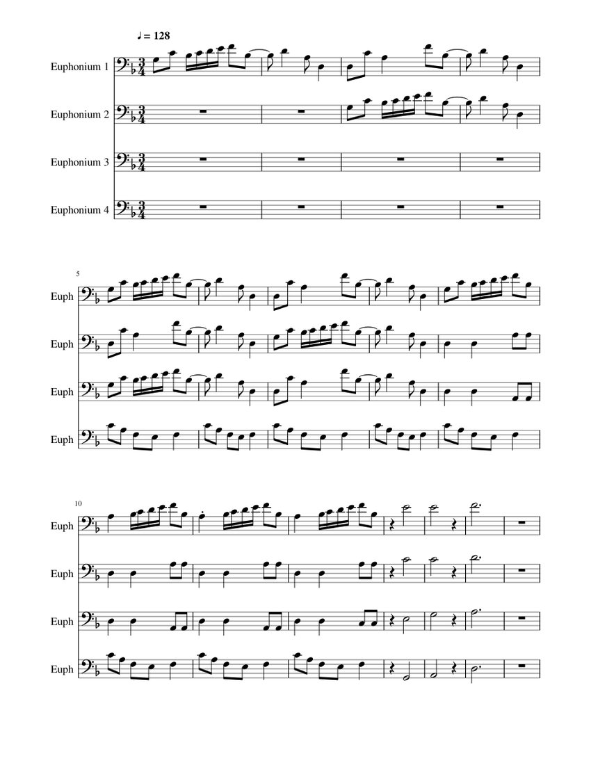 Euphonium Quartet Sheet music for Tuba (Brass Ensemble) | Musescore.com