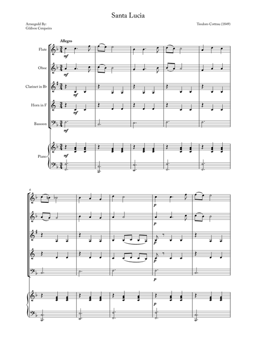 Santa Lucia (Arr. Gildson Cerqueira) - Teodoro Cottrau (Woodwind Ensemble)
