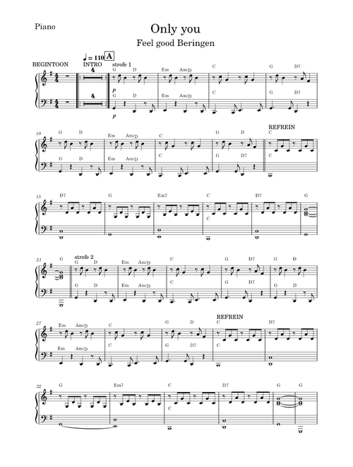 Only you – The Flying Pickets – pianobegeleiding Arr.Catalina