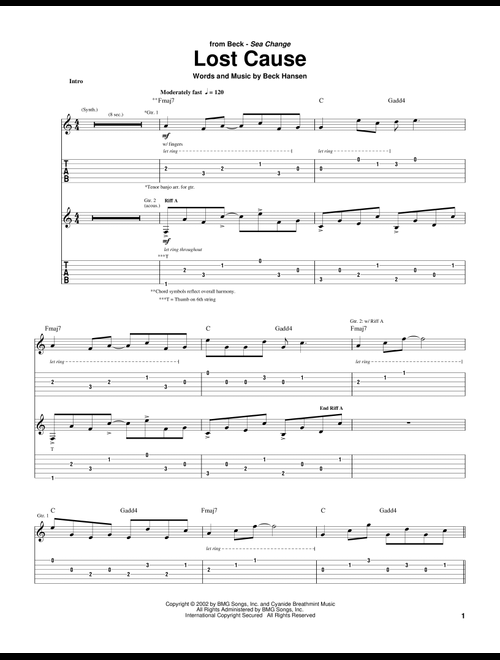 Lost Cause - Beck (Guitar Tab)