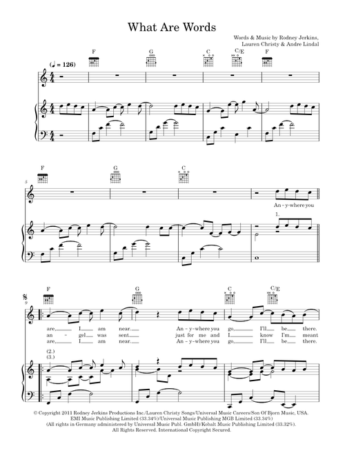 What Are Words - Chris Medina (Piano-Vocal-Guitar (Piano Accompaniment))
