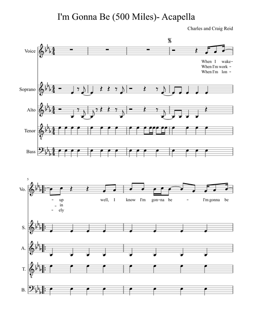 I'm Gonna Be (500 Miles)- Acapella