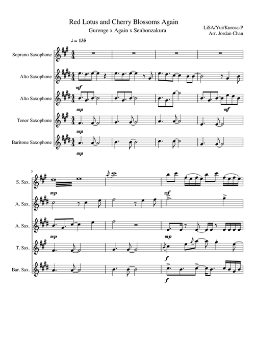 Gurenge x Again x Senbonzakura - Sax Quintet Mashup