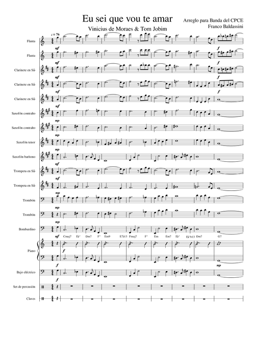 Eu Sei Que Vou Te Amar (Arr. Franco Baldassini Music) - Antonio Carlos Jobim, Vinicius de Moraes (Large Ensemble)