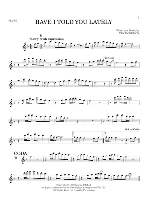 Play Official version of Have i told you lately Sheet Music by Van