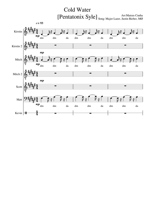 Cold Water - Full Arrangement [Pentatonix Style]