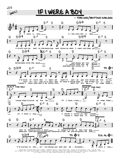 If I Were A Boy - Beyonce (Real Book - Melody-Chords-Lyrics)