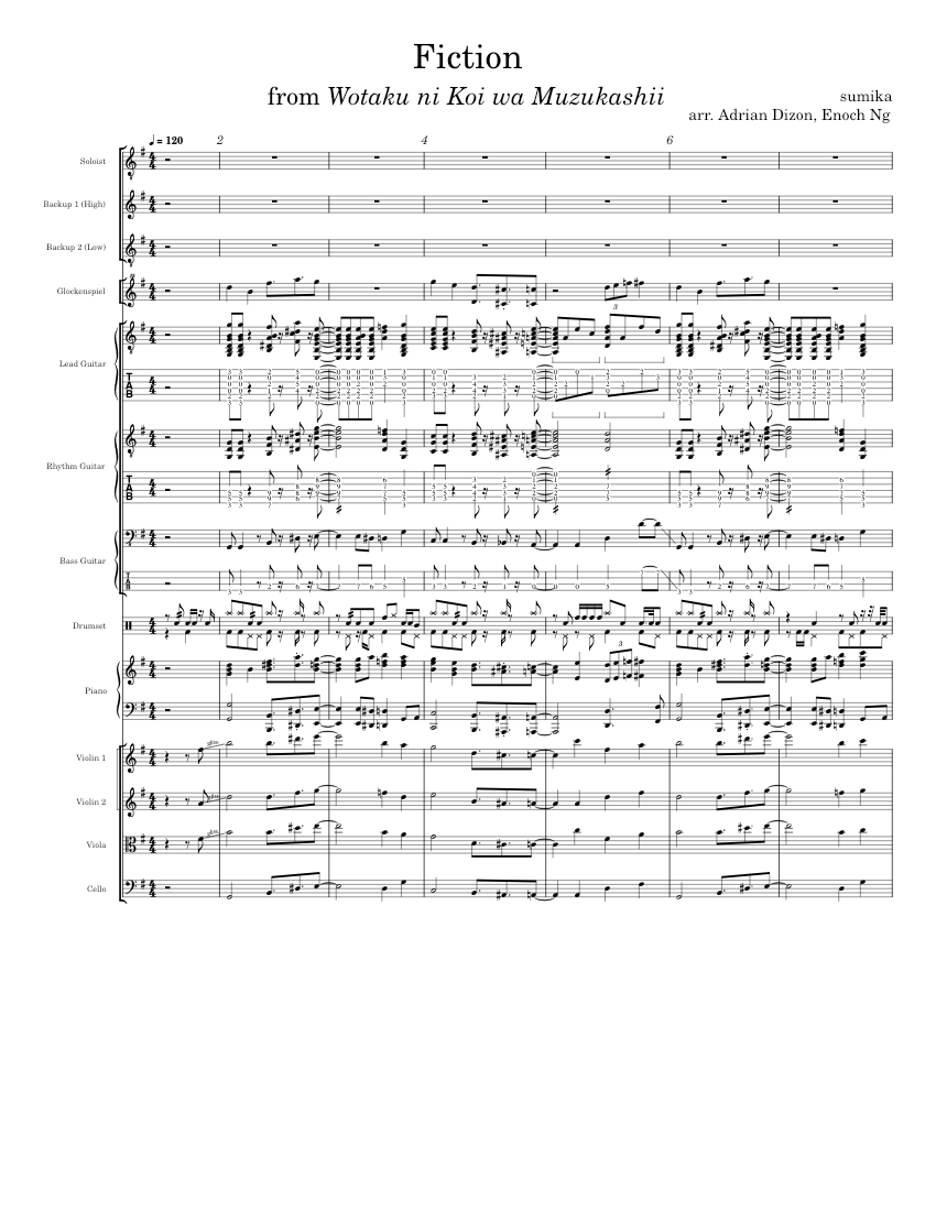 Fiction - sumika Sheet Music and Tab for Piano, Vocals