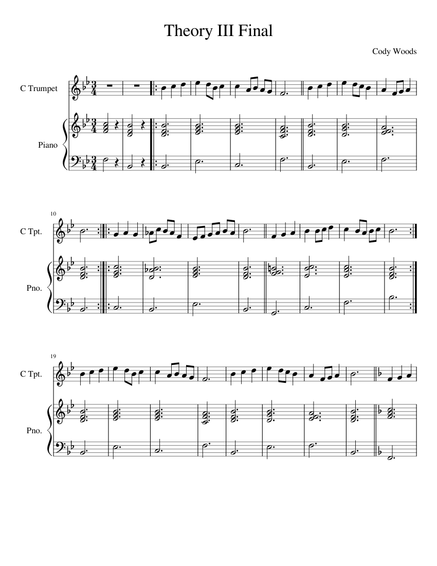 Theory III Final Sheet music for Piano, Trumpet in c (Solo) | Musescore.com