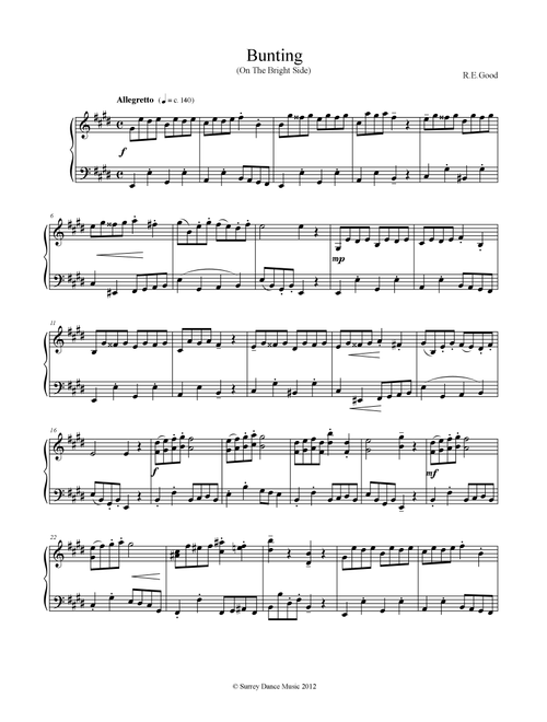 Bunting (On The Bright Side) - Bob Good (Piano Solo)