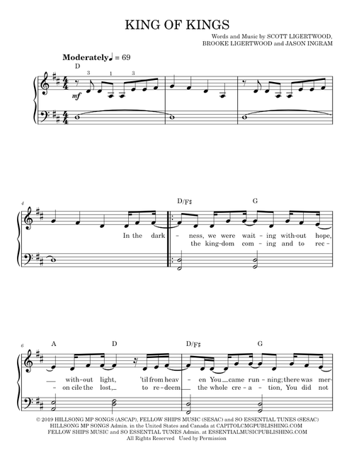 King of kings - Hillsong Worship (Easy Piano)