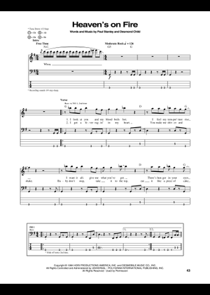 Play Official version of Heavens on fire Sheet Music by KISS for