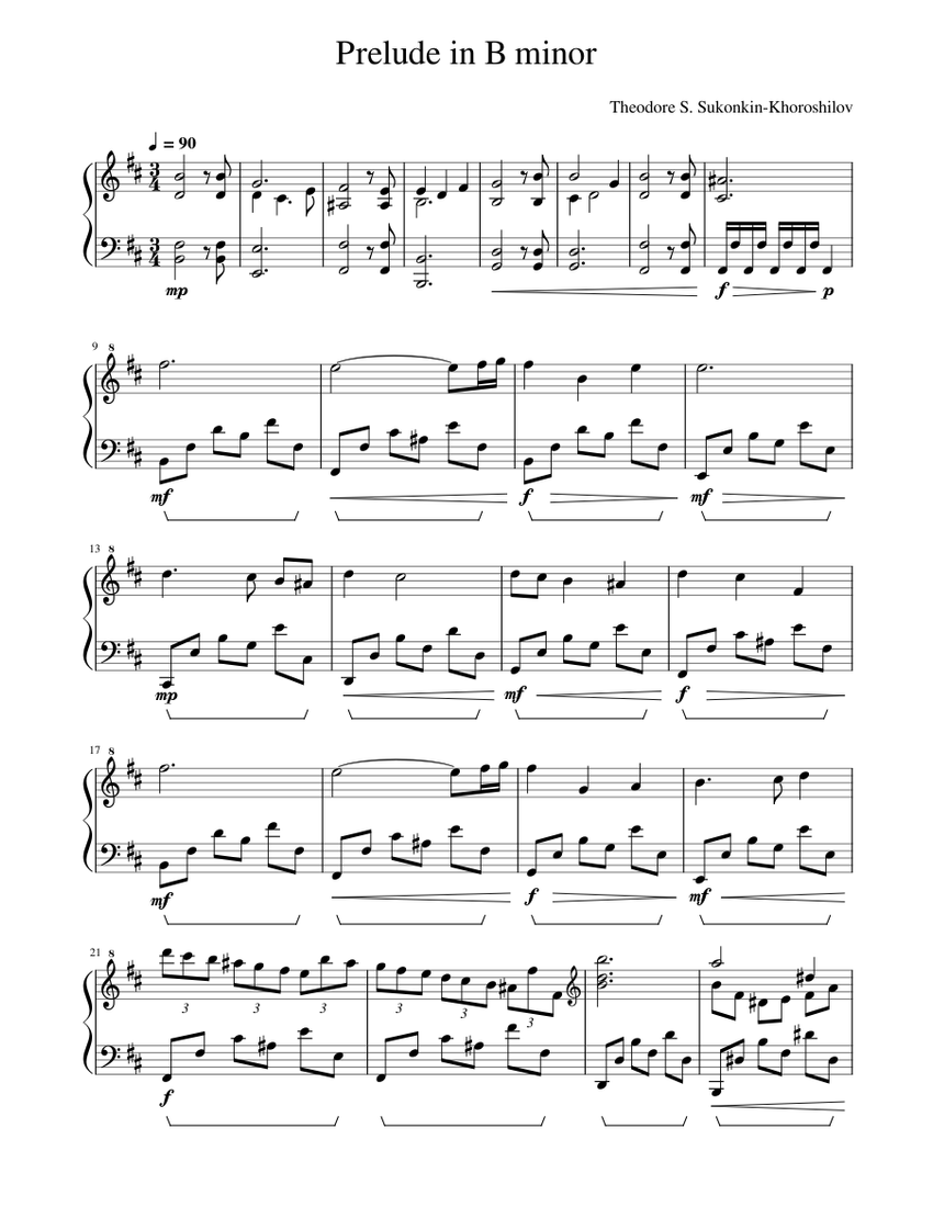 Prelude in B minor Sheet music for Piano (Solo) | Musescore.com