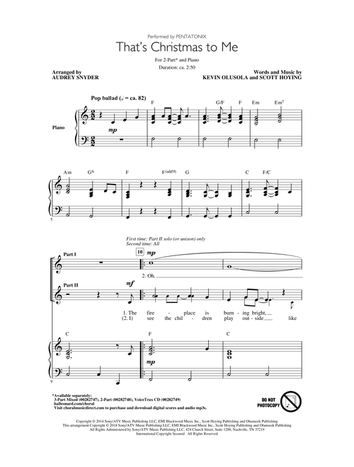 That's Christmas To Me (arr. Audrey Snyder) - Pentatonix (Choral, 2-Part)