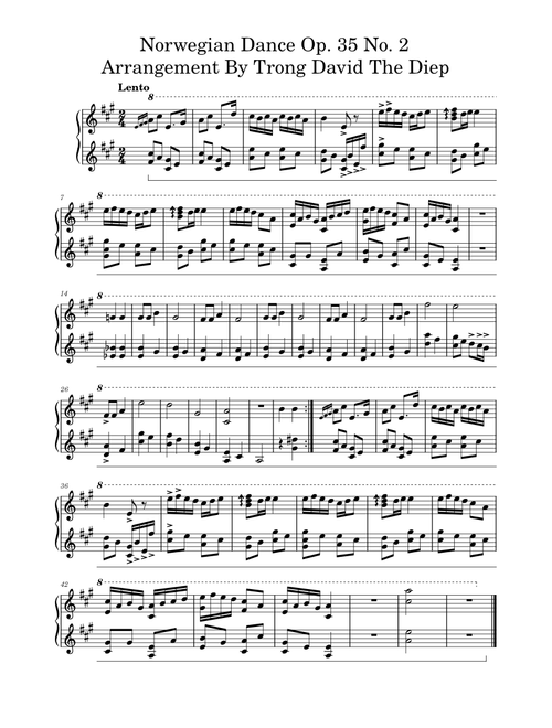 Norwegian dance No. 3, op. 35, No. 2 – Arrangement By Trong David The Diep