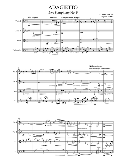Adagietto from Symphony No. 5 (Arr. James Widden) - Gustav Mahler (String Quartet)