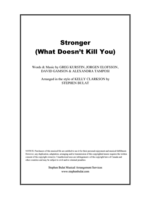 Stronger (What Doesn't Kill You) (Arr. Stephen Bulat) - Kelly Clarkson (Small Ensemble)