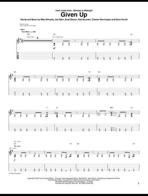 Given Up - Linkin Park (Guitar Tab)