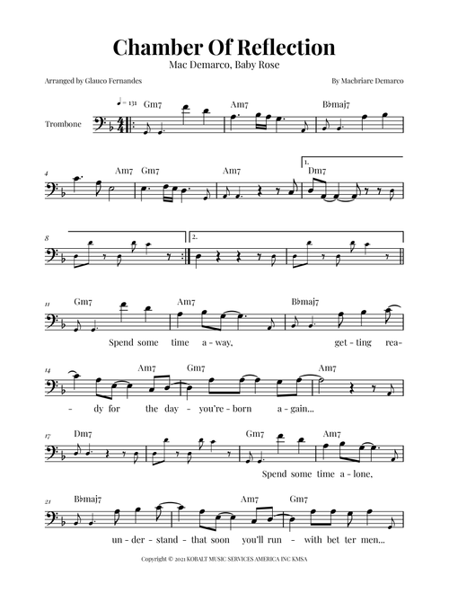 Chamber Of Reflection (Arr. Glauco Fernandes) - Baby Rose (Trombone Solo)