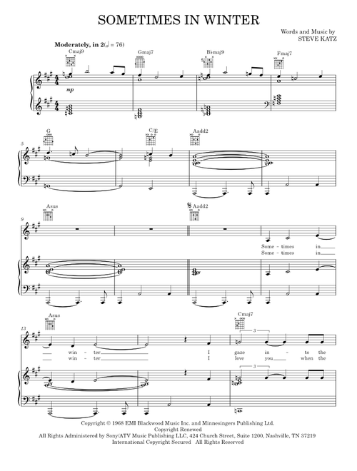 Sometimes In Winter - Billie Holiday, Blood, Sweat & Tears (Piano-Vocal-Guitar)