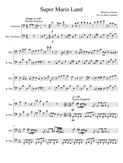 Super Mario Land Themes For Trombone