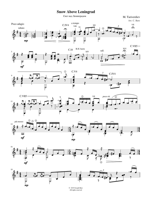 Snow Above Leningrad (Снег над Ленинградом) for solo guitar