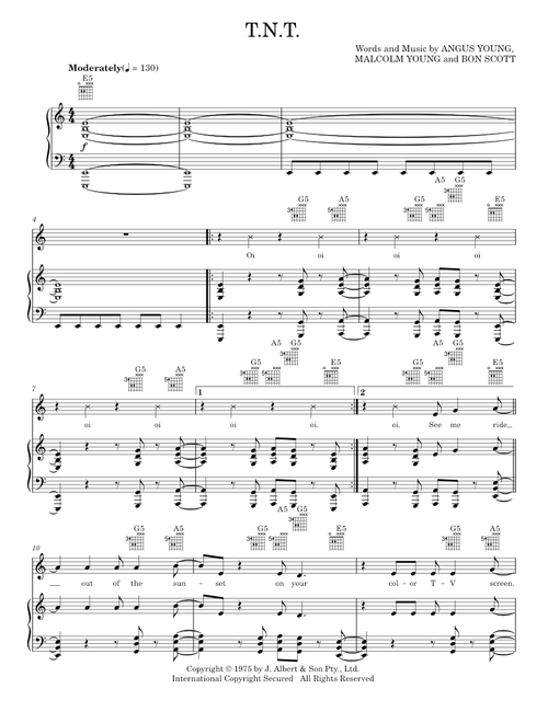 T.N.T. - Guns N' Roses, AC/DC, Deep Purple (Piano-Vocal-Guitar)