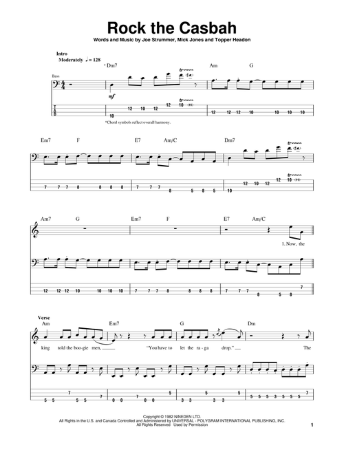 Rock The Casbah - The Clash (Bass Tab)