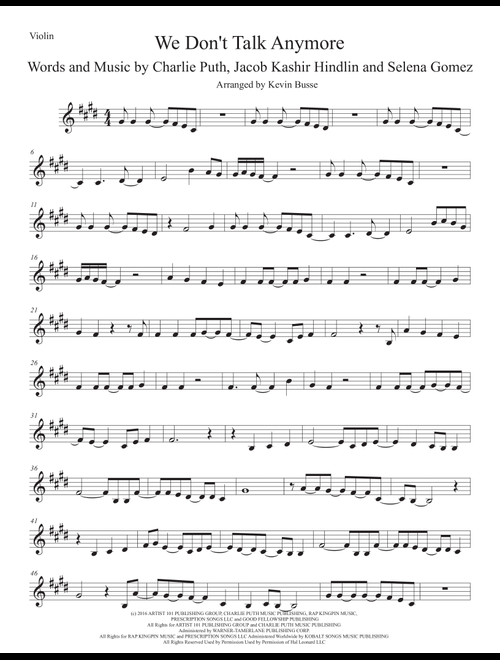 We Don't Talk Anymore (Arr. Kevin Busse) - Charlie Puth feat. Selena Gomez (Violin Solo)
