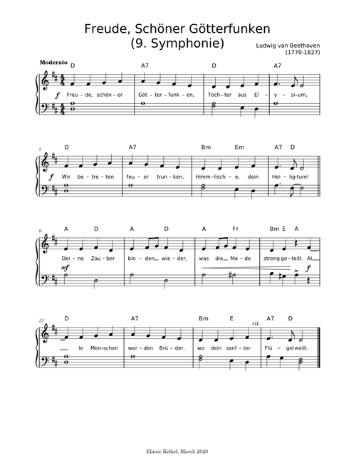 Freude Schöner Götterfunken – Beethoven (easy)