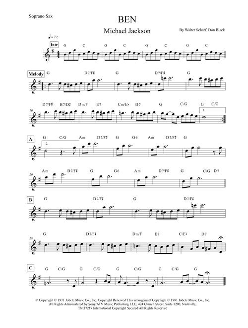 Ben (Arr. Leo Silva) - Michael Jackson (Soprano Sax Solo)