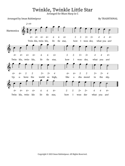 Twinkle Twinkle Little Star (Arr. Iman Rahimipour) - Traditional (Harmonica)