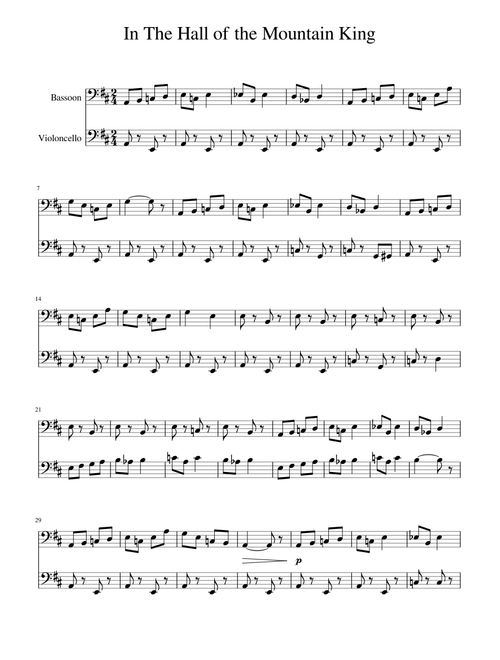 In The Hall of the Mountain King Cello/Bassoon Duet